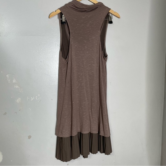 Free People Tan Cowl Neck Sleeveless Draped Pleated Mini Tank‎ Dress Size M - Picture 3 of 7